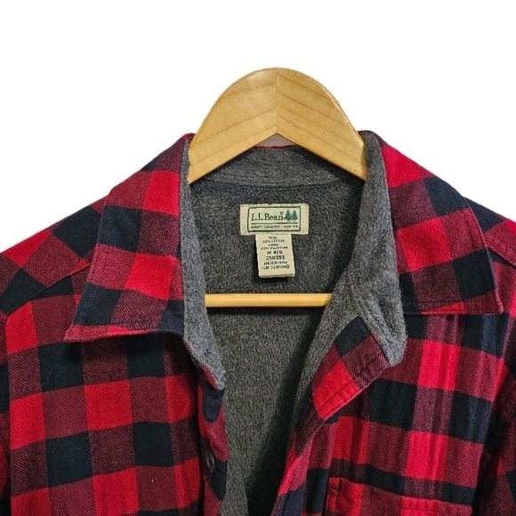L.L. Bean plaid shearling Jacket lined button down size medium - Picture 2 of 10